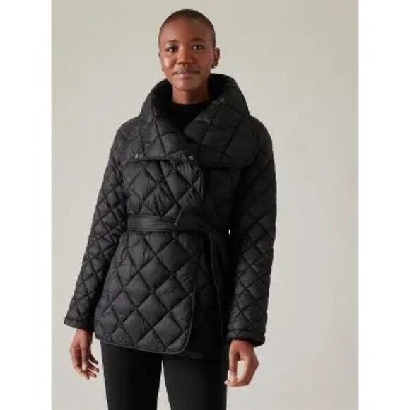Athleta Jackets & Blazers - Athleta Whisper Featherless Wrap Coat Black Medium